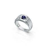 Men's Sterling Silver Moissanite or Sapphire Ring Round RD 4x4mm White Top 2344
