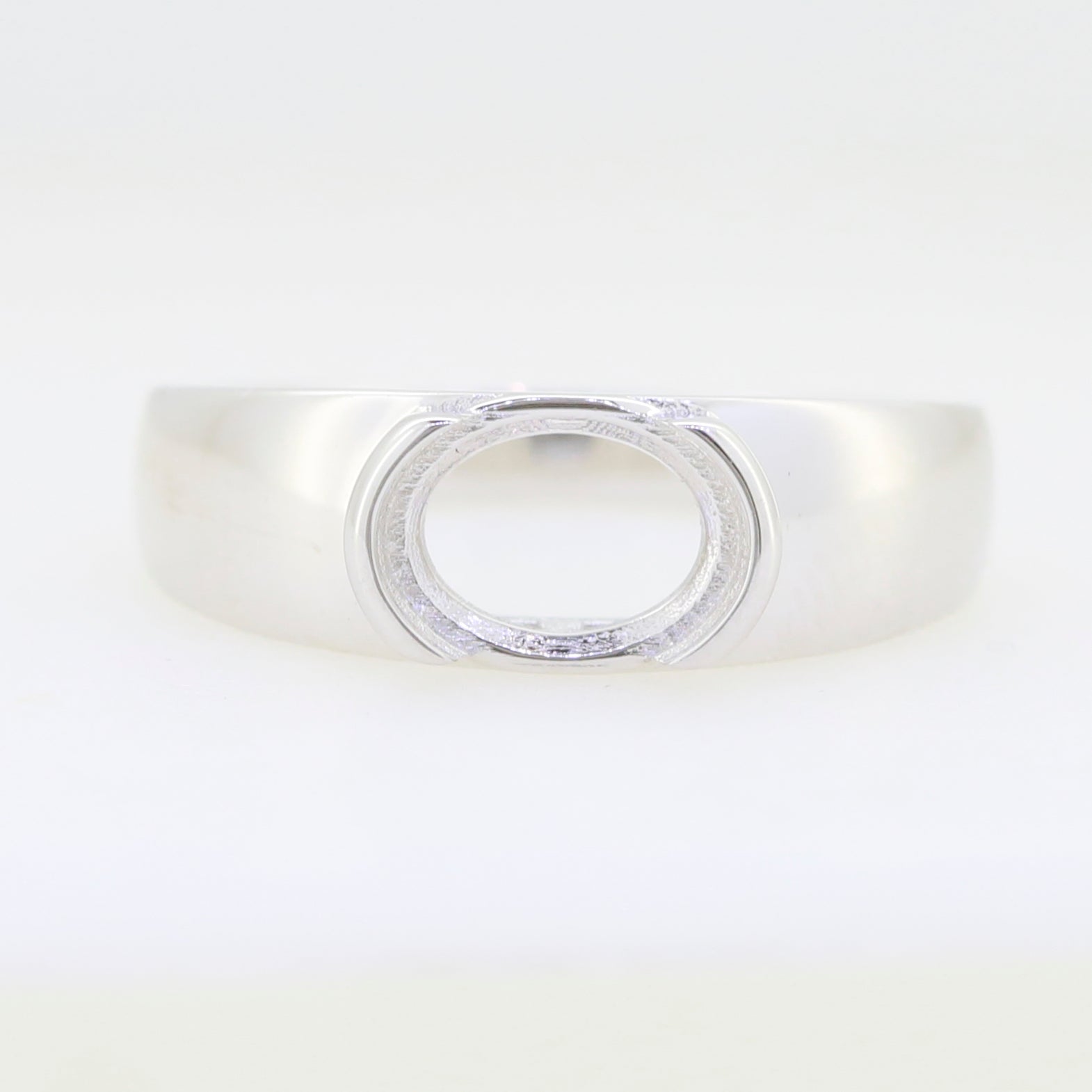 Sterling Silver Semi Mount Ring Setting Oval OV 9X7mm East West Split Bezel Half Bezel Syzjewelry