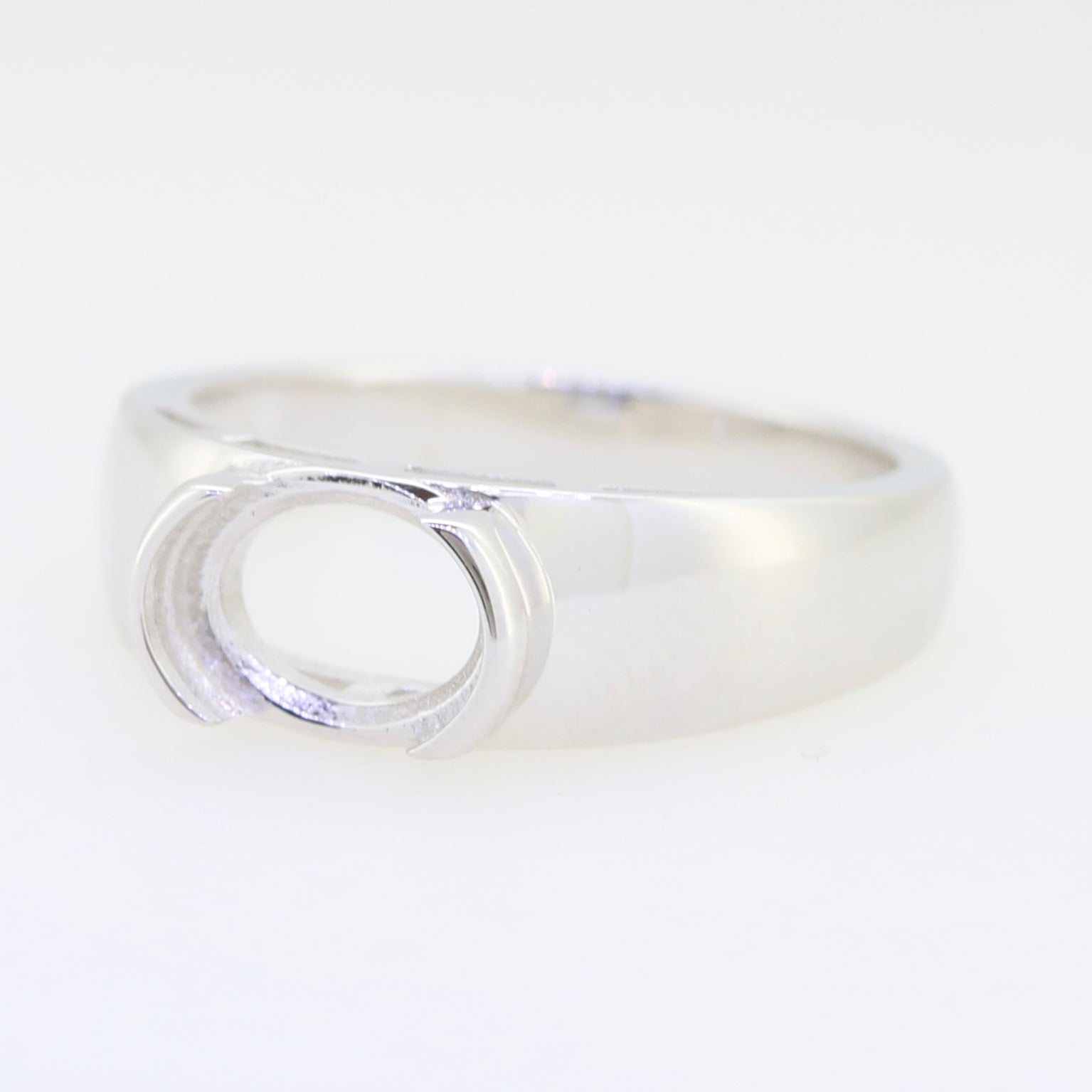 Sterling Silver Semi Mount Ring Setting Oval OV 9X7mm East West Split Bezel Half Bezel Syzjewelry