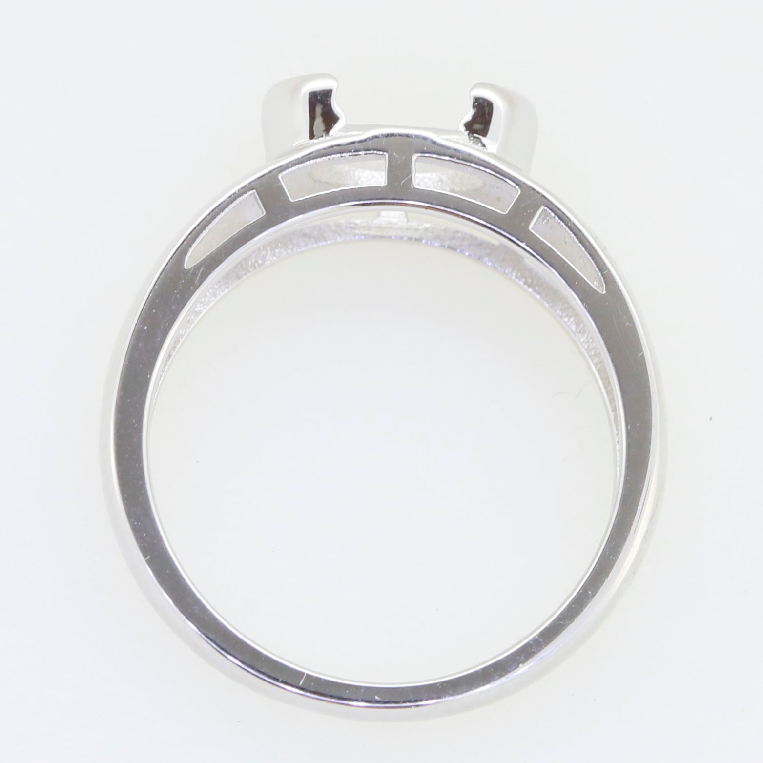 Sterling Silver Semi Mount Ring Setting Oval OV 9X7mm East West Split Bezel Half Bezel Syzjewelry