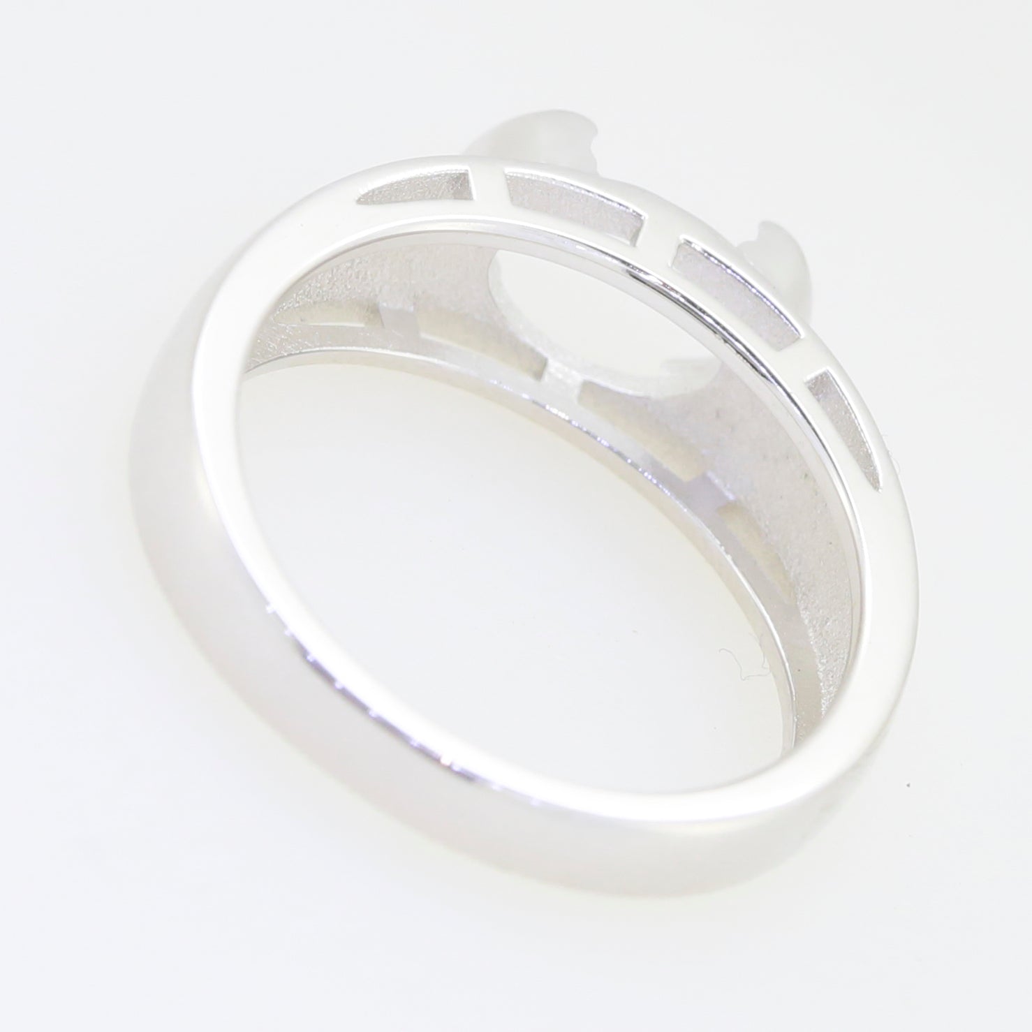 Sterling Silver Semi Mount Ring Setting Oval OV 9X7mm East West Split Bezel Half Bezel Syzjewelry