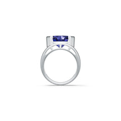 Sterling Silver Moissanite Ring Oval OV 9X7mm East West Split Bezel Half Bezel