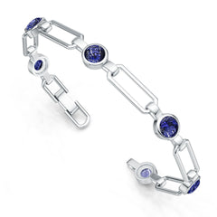 Sterling Silver Moissanite or Sapphire Bracelet Cab Round RD 6x6mm
