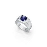 Men's Sterling Silver Moissanite Ring Round RD 9X9mm Prongs Set