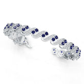 Sterling Silver Royal Blue Sapphire Moissanite or Sapphire Bracelet Round RD 3x3mm