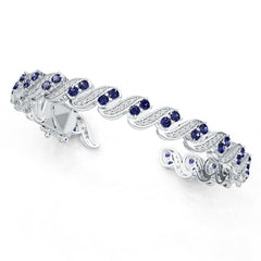 Sterling Silver Royal Blue Sapphire Moissanite or Sapphire Bracelet Round RD 3x3mm