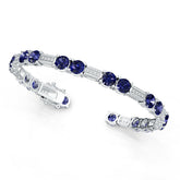 Sterling Silver Moissanite or Sapphire Bracelet Round RD 6x6mm