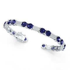 Sterling Silver Moissanite or Sapphire Bracelet Round RD 6x6mm