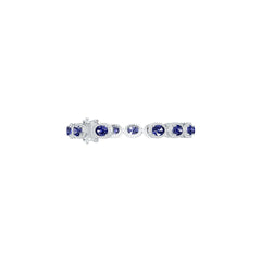 Sterling Silver Tennis Moissanite or Sapphire Bracelet Cab Oval OV 8x6mm Halo