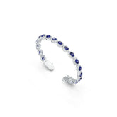 Sterling Silver Tennis Moissanite or Sapphire Bracelet OV 7X5mm Topaz or Spinel Cabochon