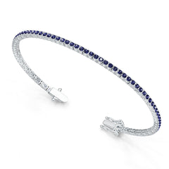 Sterling Silver Tennis Moissanite or Sapphire Bracelet Round RD 2x2mm