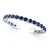 Sterling Silver Moissanite or Sapphire Bracelet Round RD 7x7mm