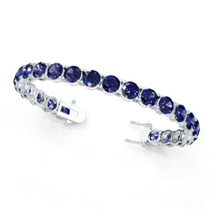 Sterling Silver Moissanite or Sapphire Bracelet Round RD 7x7mm