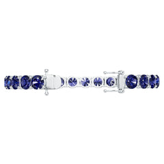 Sterling Silver Moissanite or Sapphire Bracelet Round RD 7x7mm