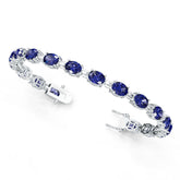 Sterling Silver Moissanite or Sapphire Bracelet Oval OV 8X6mm