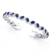 Sterling Silver Moissanite or Sapphire Bracelet 6X4mm