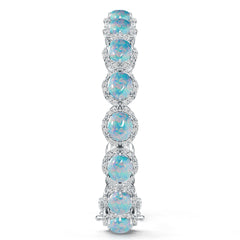 Sterling Silver Opal Moissanite or Sapphire Bracelet Round RD 7x7mm