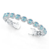 Sterling Silver Opal Moissanite or Sapphire Bracelet Round RD 7x7mm
