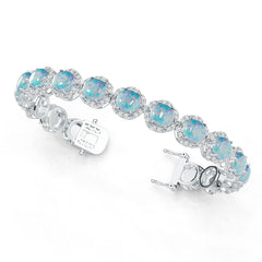 Sterling Silver Opal Moissanite or Sapphire Bracelet Round RD 7x7mm