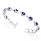 Sterling Silver Moissanite or Sapphire Bracelet Oval OV 9x7mm Blue Sapphire