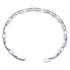 Sterling Silver Royal Blue Sapphire Moissanite or Sapphire Bracelet Round RD 1.5mm