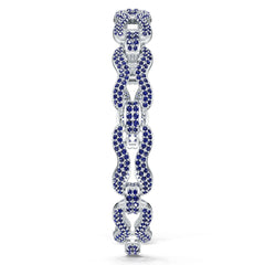 Sterling Silver Royal Blue Sapphire Moissanite or Sapphire Bracelet Round RD 1.5mm