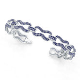 Sterling Silver Royal Blue Sapphire Moissanite or Sapphire Bracelet Round RD 1.5mm