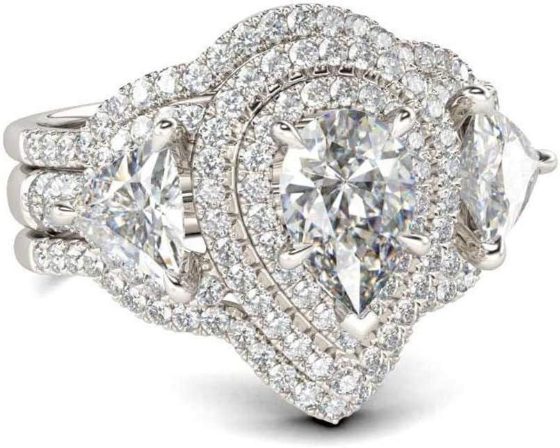 Pear Cut Sterling Silver Double Halo Moissanite Bridal Sets