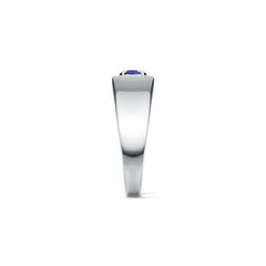 Men's Sterling Silver Royal Blue Sapphire Ring Oval OV 6X4mm Halo