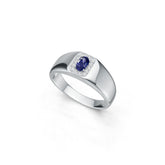Men's Sterling Silver Moissanite or Sapphire Ring Oval OV 6X4mm Halo