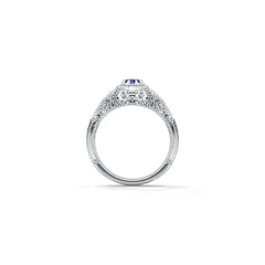 Sterling Silver Moissanite or Sapphire Ring Round RD 4x4mm Art Deco Style