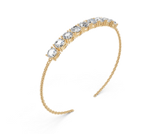 Sterling Silver Tennis Moissanite or Moissanite Bracelet For Women Round RD 6.5x6.5mm Fully Adjustable