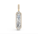 Sterling Silver Moissanite Pendant Emerald OCT 18x8mm Halo