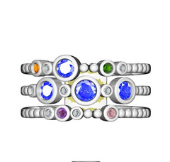 Sterling Silver Semi Mount Ring Setting Round RD 4x4mm 3 Band Ring DHJ