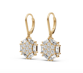 Sterling Silver Moissanite Hexagon Cluster Drop Earring Baguette BG 4x2mm