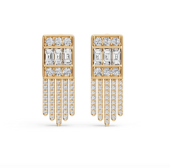 Sterling Silver Moissanite Earrings Fringe Drop Baguette BG 4x2mm