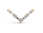 Sterling Silver Moissanite V-Shaped Pendant BG 4x2mm RD 2x2mm