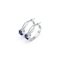 Sterling Silver Royal Blue Sapphire Earrings RD 5x5mm White Topaz