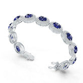 Sterling Silver Moissanite or Sapphire Bracelet Oval OV 9X7mm