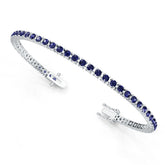 Sterling Silver Moissanite or Sapphire Bracelet Round RD 3x3mm