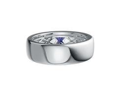 Men's Sterling Silver Royal Blue Sapphire Ring Princess SQ 4.5X4.5mm Band Ring Flush Bezel
