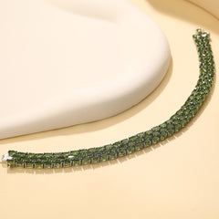 Triple-Row Of Natural Diopside S925 Sterling Silver Bracelet Birthstone Bracelet Female Gifts