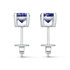 Sterling Silver Royal Blue Sapphire Earrings Round RD 5x5mm