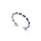 Sterling Silver Royal Blue Sapphire Moissanite or Sapphire Bracelet Emerald OCT 10x8mm OCT 6x4mm Tennis