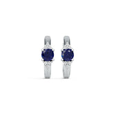 Sterling Silver Royal Blue Sapphire Earrings RD 5x5mm White Topaz