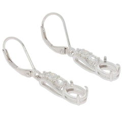 Sterling Silver Semi Mount Earrings Setting Oval OV 8X6mm Dangle - Syzjewelry