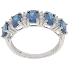 Sterling Silver Semi Mount Ring Setting Oval OV 6x4mm 5 Stone White Topaz So - Syzjewelry