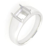 Men's Sterling Silver Semi Mount Ring Setting Princess SQ 7X7mm - Syzjewelry