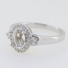 Sterling Silver Semi Mount Ring Setting Oval OV 8x6mm Halo White Topaz - Syzjewelry