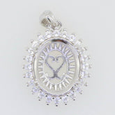 Sterling Silver Semi Mount Pendant Setting Oval OV 12X10mm Halo White Topaz - Syzjewelry
